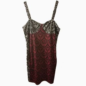 5/25 Ropalia black pink body con dress large mini